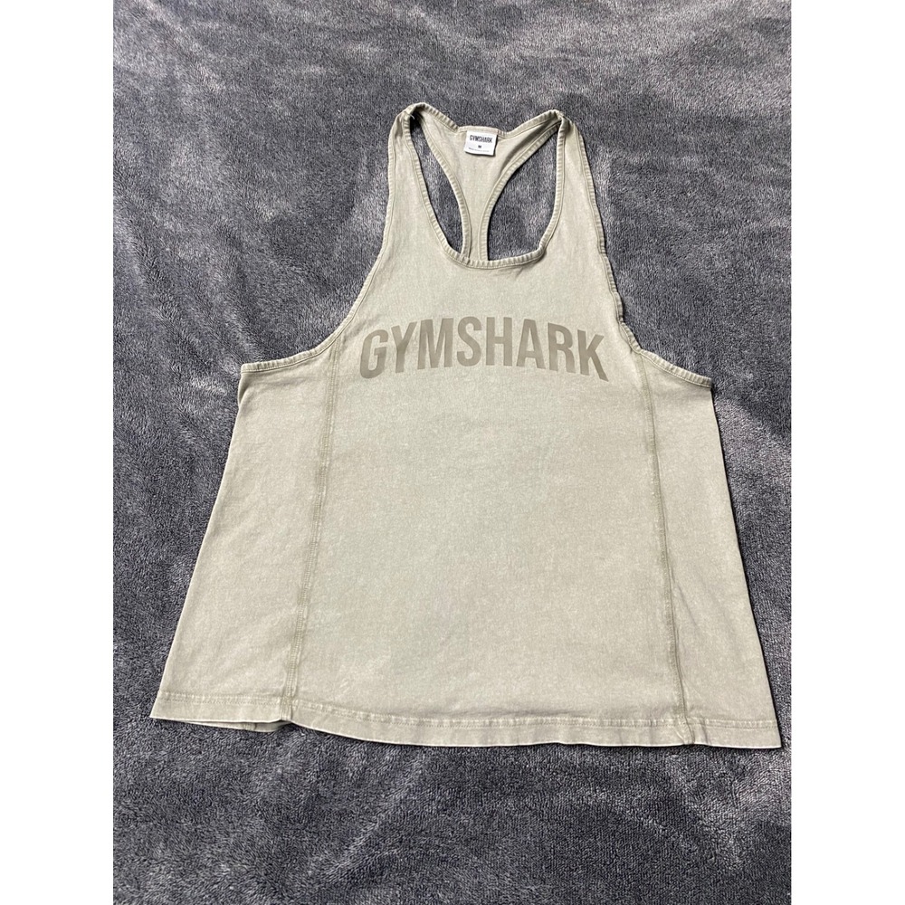Gymshark Mens Racerback Stringer Tank Top Sage Green Logo Size Medium